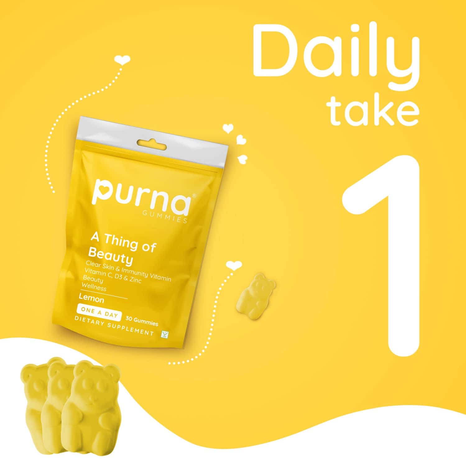 Buy PURNA GUMMIES IMMUNITY AND BRIGHT SKIN VITAMIN C LEMON GUMMIES FOR
