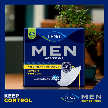 Tena Men Adult Fit Guard Style| Level2 Active Fit | Absorbent Protector Pad | Medium Leakage - 20n