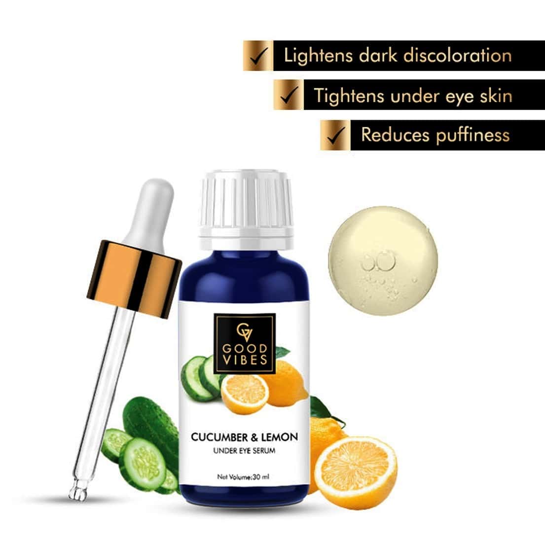 Buy GOOD VIBES UNDER EYE SERUM CUCUMBER AND LEMON 30 ML Online & Get