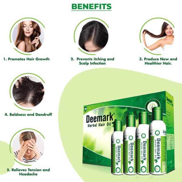 Deemark Herbal Hair Oil Plus For Anti Hairfall Control | Long Black Long Lasting Soft & Shiny Hair