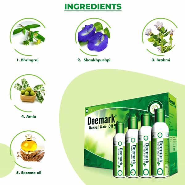 Deemark Herbal Hair Oil Plus For Anti Hairfall Control | Long Black Long Lasting Soft & Shiny Hair