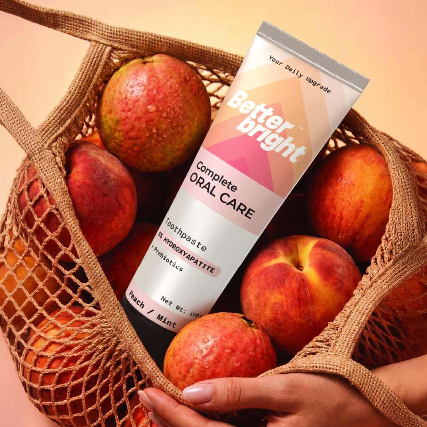 Peach Mint Teeth Whitening| Toothpaste For Sensitivity & Cavity| 5% Hap + Nhap| Fluoride Free| 100g