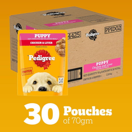 Pedigree Puppy Wet Dog Food | Chicken Chunks In Gravy | 70 G (Pack Of 30)