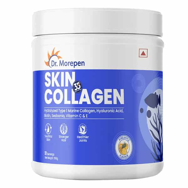 Dr. Morepen Skin Collagen Protein Powder | Pineapple Flavour | 250G