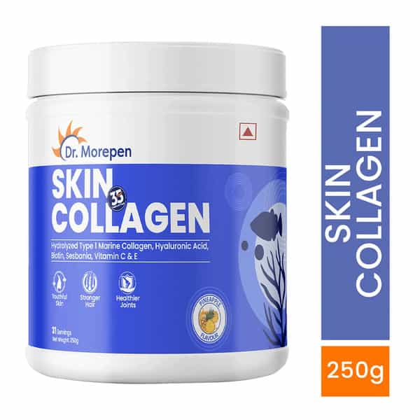 Dr. Morepen Skin Collagen Protein Powder | Pineapple Flavour | 250G