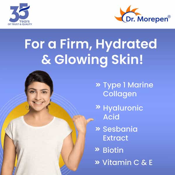 Dr. Morepen Skin Collagen Protein Powder | Pineapple Flavour | 250G