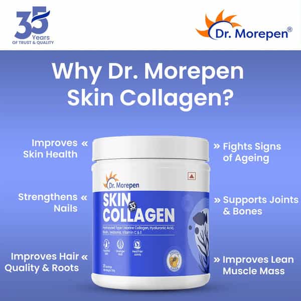 Dr. Morepen Skin Collagen Protein Powder | Pineapple Flavour | 250G
