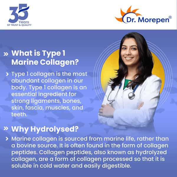 Dr. Morepen Skin Collagen Protein Powder | Pineapple Flavour | 250G