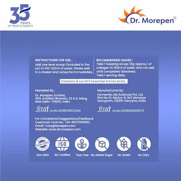Dr. Morepen Skin Collagen Protein Powder | Pineapple Flavour | 250G