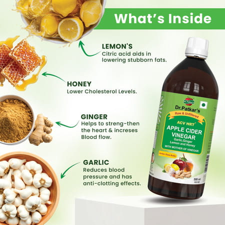 Dr. Patkar'S Apple Cider Vinegar With Ginger | Garlic | Lemon & Honey 1000 Ml