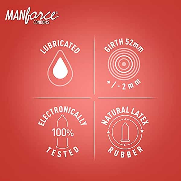 Manforce Cocktail Condoms (Dotted-Rings) Strawberry & Vanilla Flavoured 10 Pcs X Pack Of 4