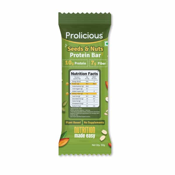 Prolicious Nuts & Seeeds 10G Protein & 4G Fiber | No Refined Sugar | Plant Based - 50G
