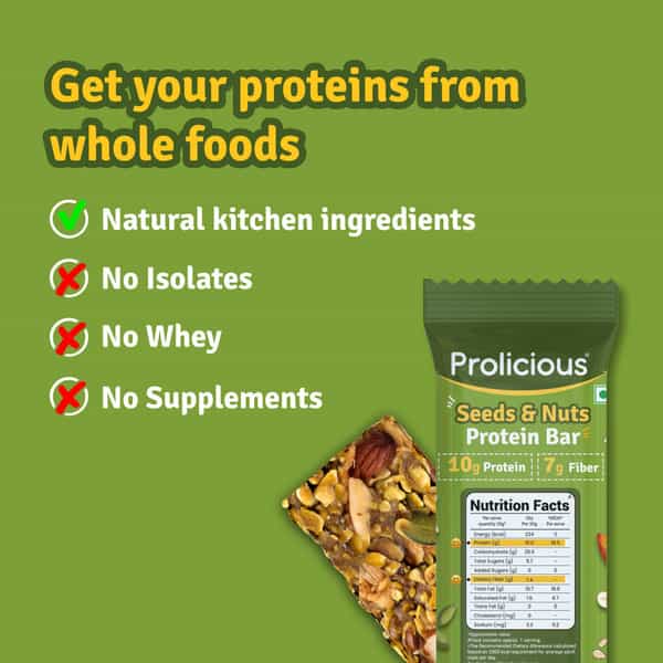 Prolicious Nuts & Seeeds 10G Protein & 4G Fiber | No Refined Sugar | Plant Based - 50G