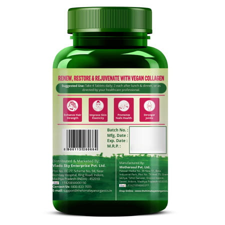 Vlado'S Himalayan Organics Vegan Collagen 2000mg - 100 Veg Tablets