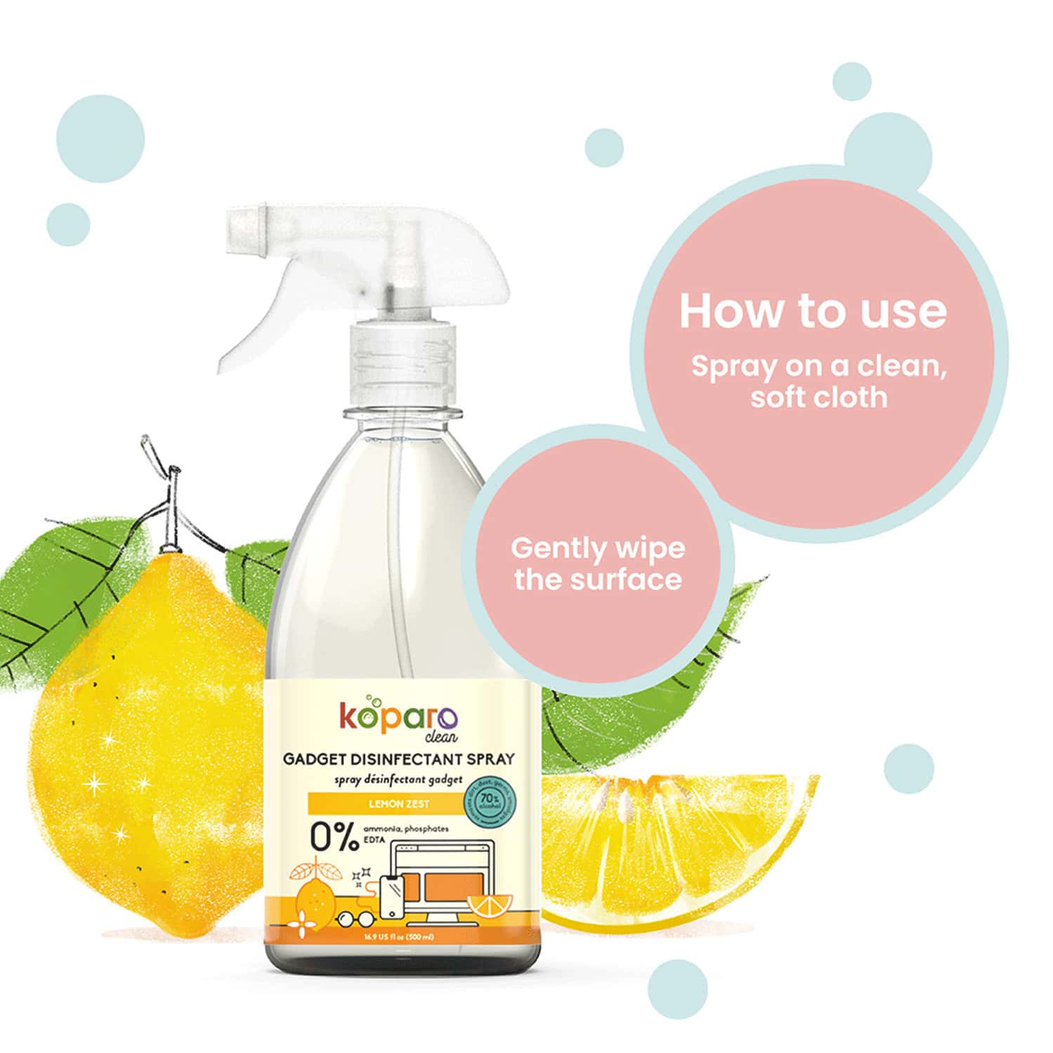 Buy KOPARO GADGET DISINFECTANT CLEANER LEMON ZEST NATURAL & NON