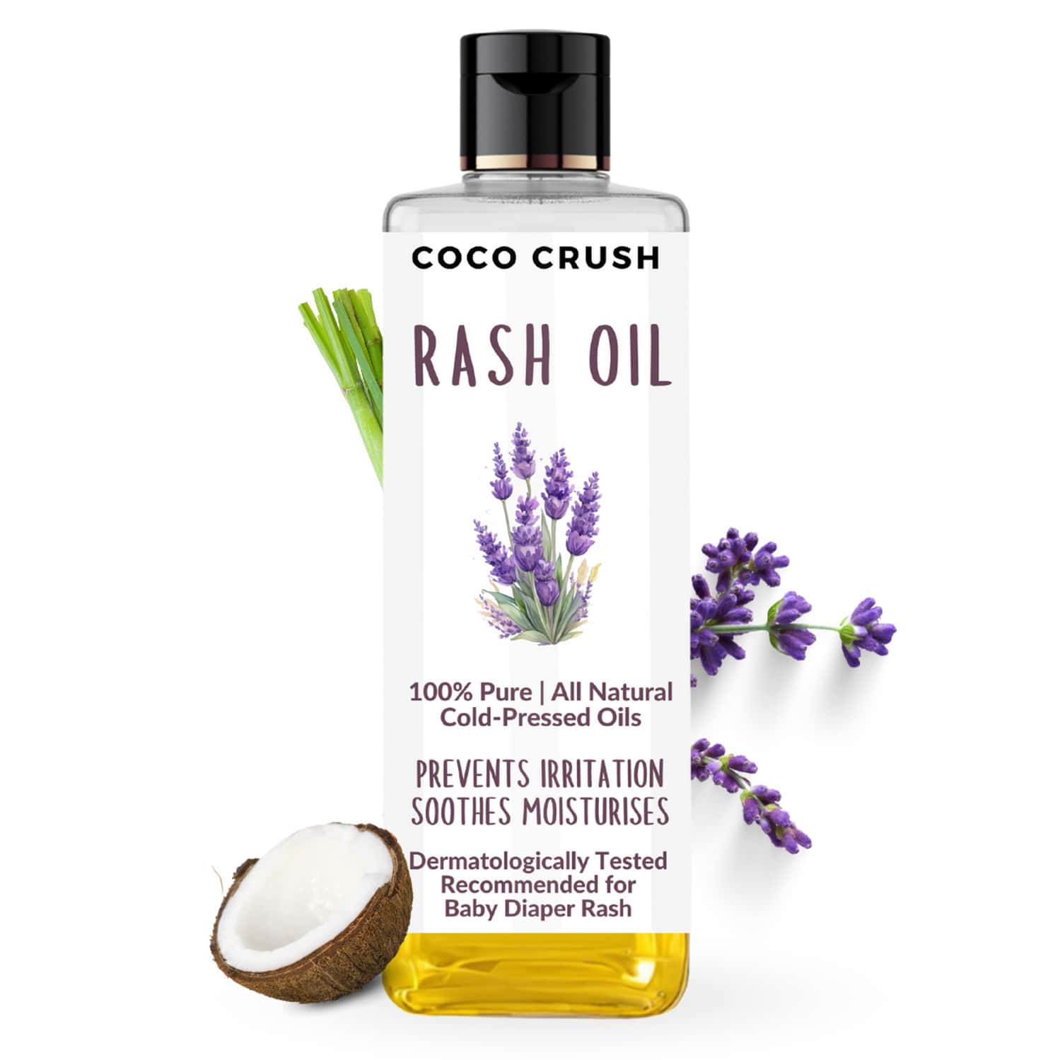 Coco Crush Rash Oil For Babies - Diaper & Nappy Rash Relief | Organic | Prevents Irritation - 100ml