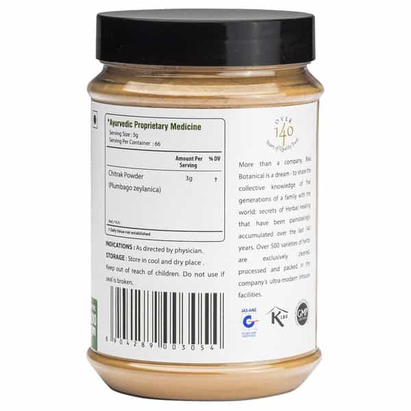 Bixa Botanicals Chitrak Root Powder(Plumbago Zeylanica) | Supports Healthy Metabolism(200G)
