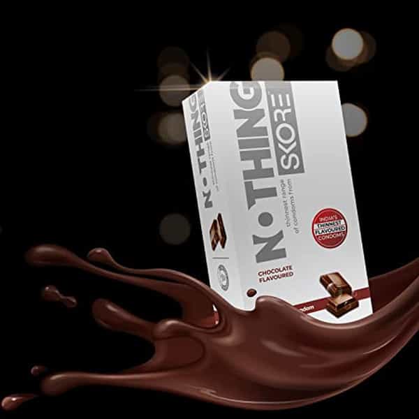 Skore Nothing Thinnest Pleasure Condoms|Chocolate & Strawberry Flavours|Disposal Pouches|2X10 Pcs
