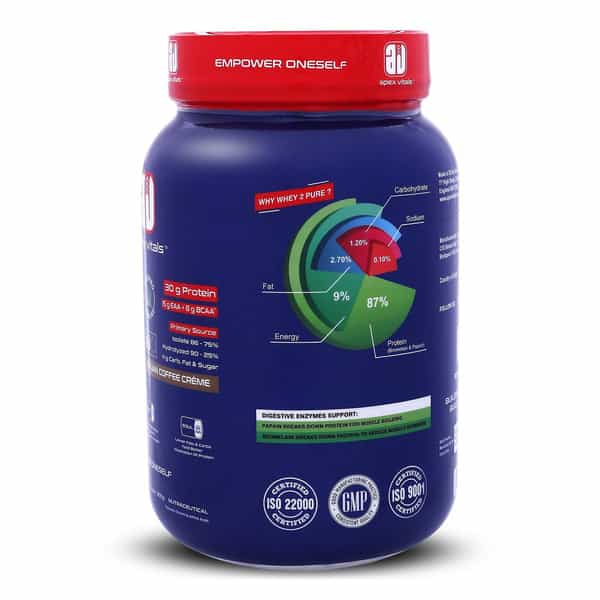 Apex Vitals Whey 2 Pure Grass-Fed Whey Isolate Digestive Enzymes (2Lbs)- 25 Ser Italian Coffee Creme