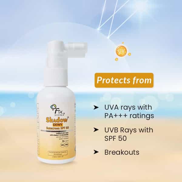 Fixderma Shadow Dewy Sunscreen Spf 50 Spray - 50Ml