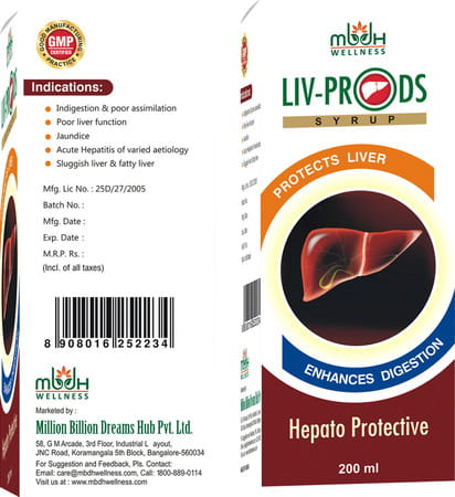 Mbdh Wellness Liv Pro Ds Syrup - Fatty Liver And Natural Detox Natural With Kalmegh(Pack Of 2)