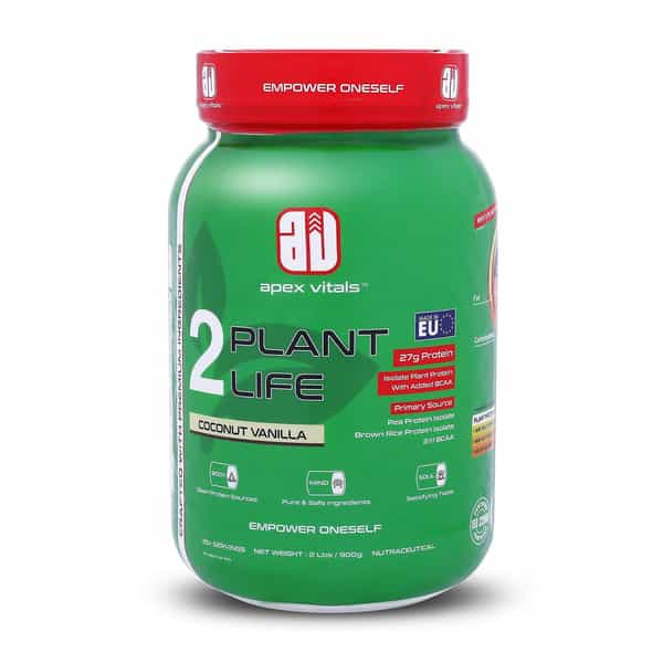 Apex Vitals Plant Protein Powder For Men & Women| Organic Pea & Brown Rice Coconut Vanilla- 2Lbs