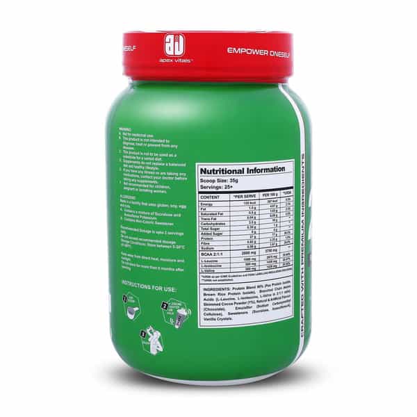 Apex Vitals Plant Protein Powder For Men & Women| Organic Pea & Brown Rice Coconut Vanilla- 2Lbs