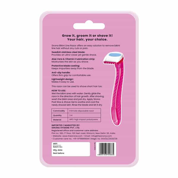 Sirona Bikini Line Razors - 3 Razors