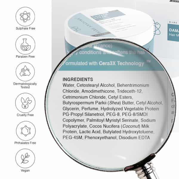 Bare Anatomy Damage Repair Hair Mask | Prevents Hair Fall Due To Breakage For Men And Women | 250 Gm
