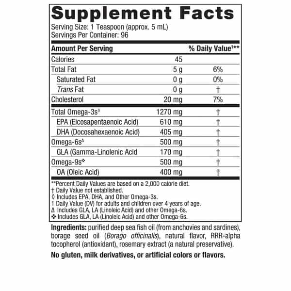 Nordic Naturals Complete Omega 3 1270 Mg Omega 3 Fish Oil Epa & Dha Supplement Lemon Syrup 473 Ml