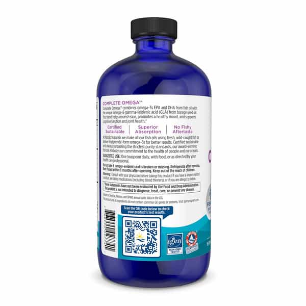 Nordic Naturals Complete Omega 3 1270 Mg Omega 3 Fish Oil Epa & Dha Supplement Lemon Syrup 473 Ml