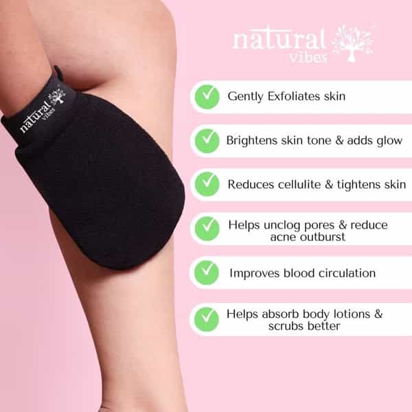 Natural Vibes Exfoliating & Scrubbing Glove For Smooth Skin & Cellulite Reduction