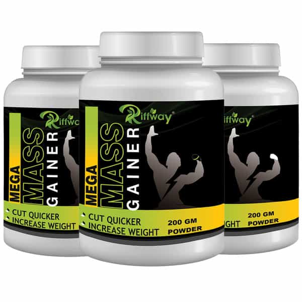 Riffway Mega Mass Gainer Weight Gain Powder | Promote Healthy Digestion & Gut Function (3X200gm)