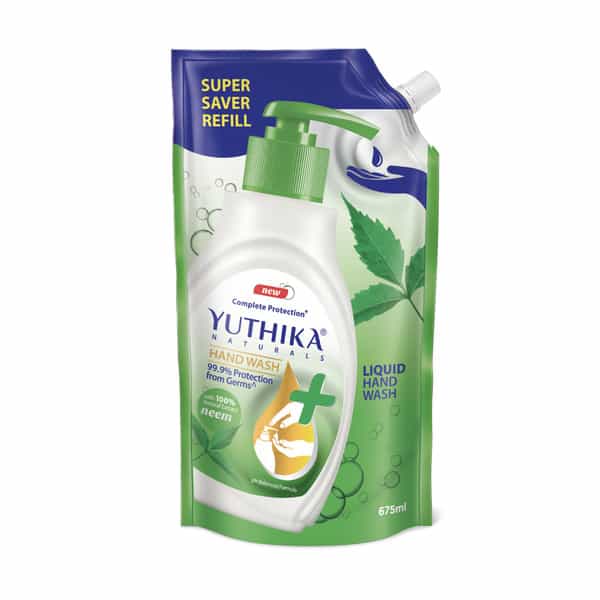Yuthika Liquid Hand Wash Refill Pack | Neem | Complete Protection | Ph Balanced Formula | 675Ml