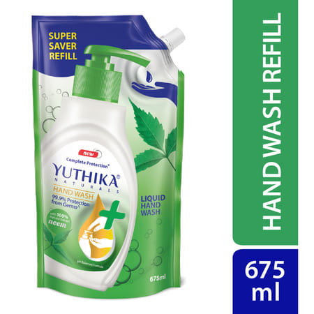 Yuthika Liquid Hand Wash Refill Pack | Neem | Complete Protection | Ph Balanced Formula | 675ml