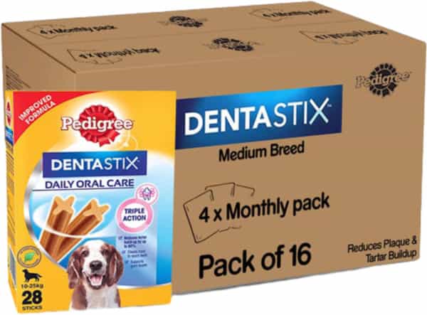 Pedigree Dentastix Oral Care Dog Treat | Adult Medium Breed (10-25 Kg) | 2.88 Kg (Pack Of 16)