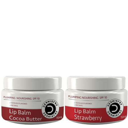 Dermistry Plumping Gloss Spf10 Strawberry & Cocoa Butter Lip Balm Dry Dark Chapped Pigmented Lips