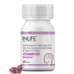Inlife Vitamin B12 1500 Mcg With B1 B5 B6 Folic Acid Inositol Supplements - 60 Tablets