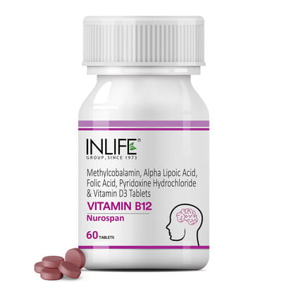 Buy INLIFE VITAMIN B12 1500 MCG WITH B1 B5 B6 FOLIC ACID INOSITOL  SUPPLEMENTS - 60 TABLETS Online & Get Upto 60% OFF at PharmEasy