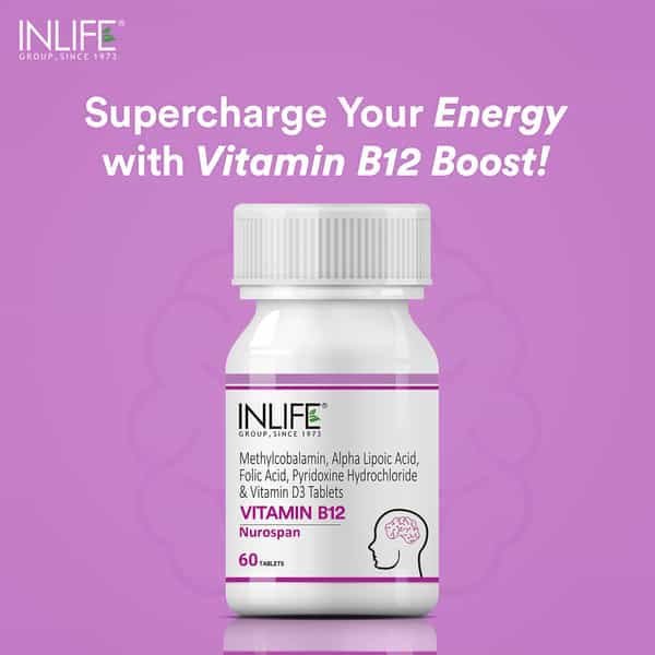 Inlife Vitamin B12 1500 Mcg With B1 B5 B6 Folic Acid Inositol Supplements - 60 Tablets