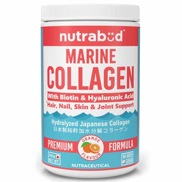 Nutrabud Marine Collagen Powder | No Added Sugar | Orange Flavor | 200G