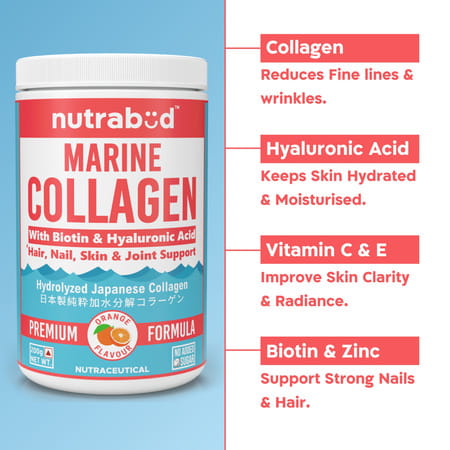 Nutrabud Marine Collagen Powder | No Added Sugar | Orange Flavor | 200g