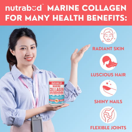 Nutrabud Marine Collagen Powder | No Added Sugar | Orange Flavor | 200g