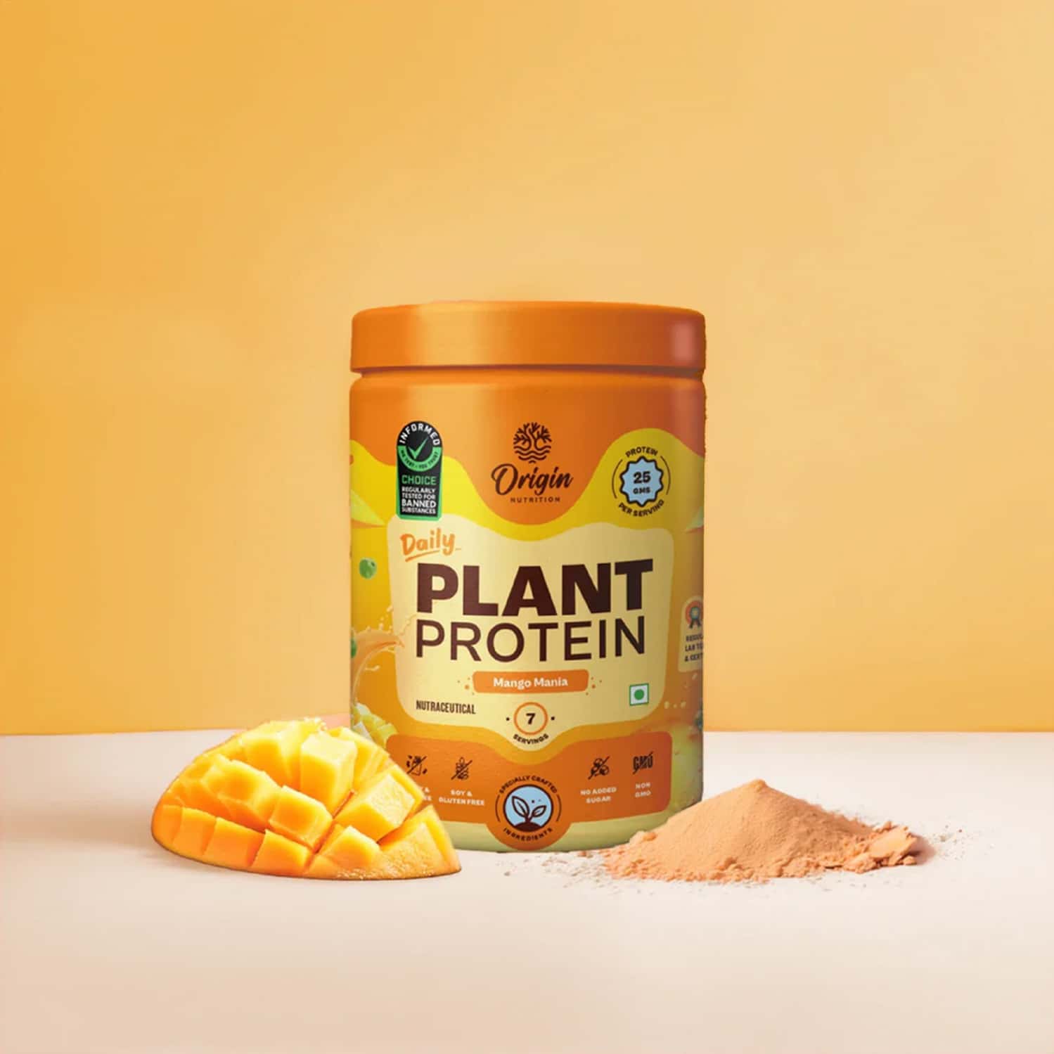 Origin Nutrition | Mango Flavour With 25g Plant Based Protein | 7 Servings