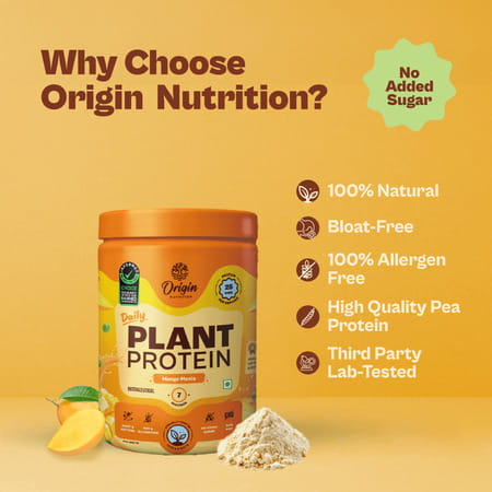 Origin Nutrition | Mango Flavour With 25g Plant Based Protein | 7 Servings