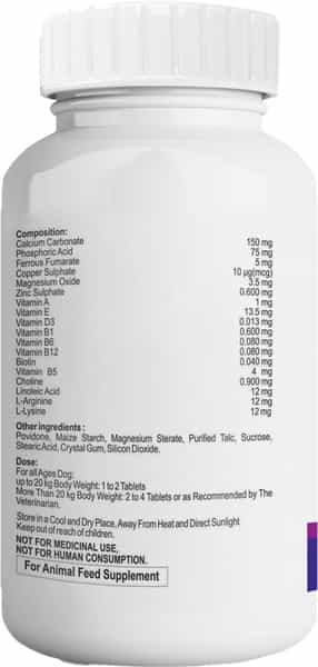 Petvit Multivitamin With 18 Ingredients For Dogs & Cats For All Age Group- 60 Chewable Tablets