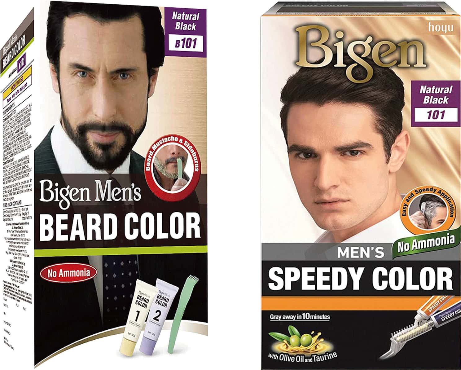 Bigen Men's Beard Color Natural Black B101 40g & Bigen Men's Speedy Color Natural Black 101 80g