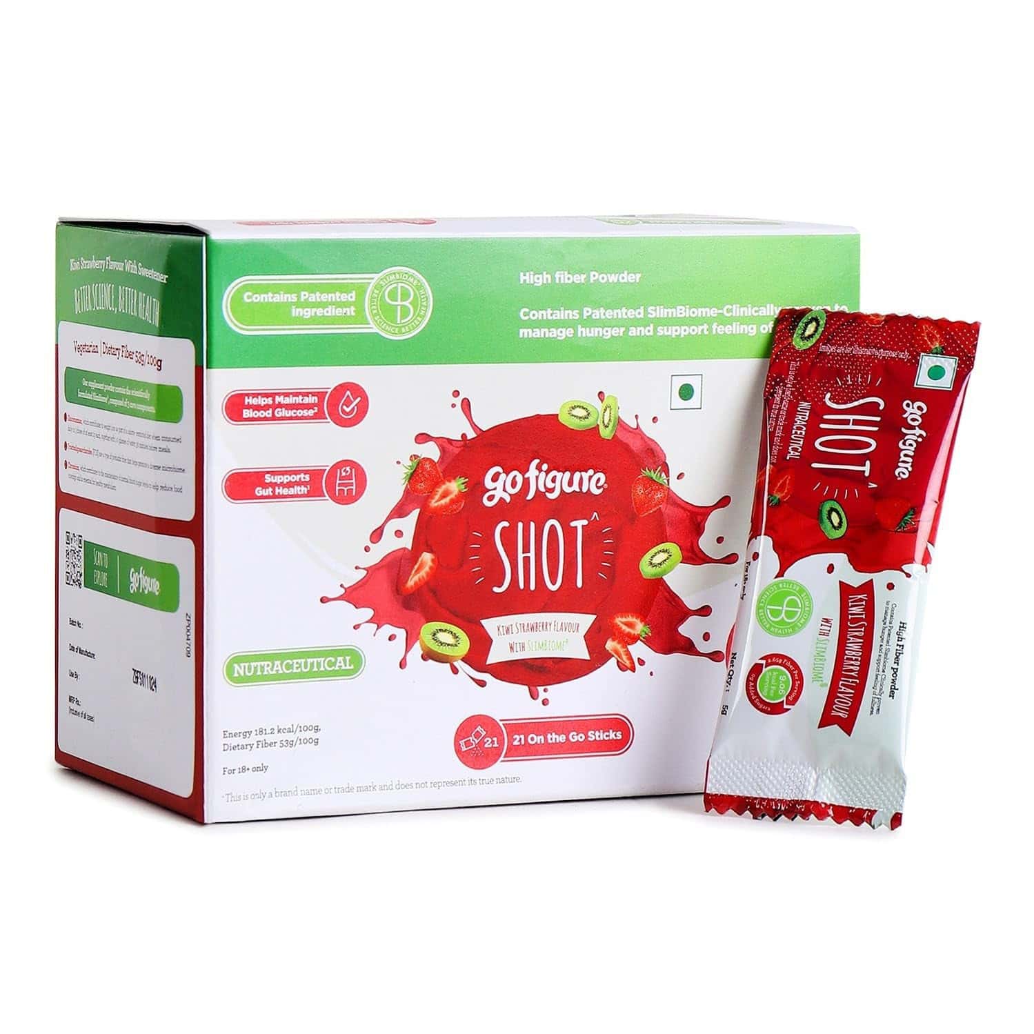 Gofigure Pre Meal Supplement Powder Shot Strawberry & Kiwi Flavor | 21 Sachets For Men & Women