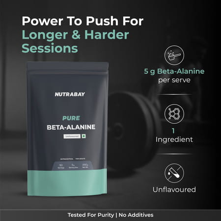 Nutrabay Pure 100% Beta Alanine Powder - 250g Unflavoured 100 Servings
