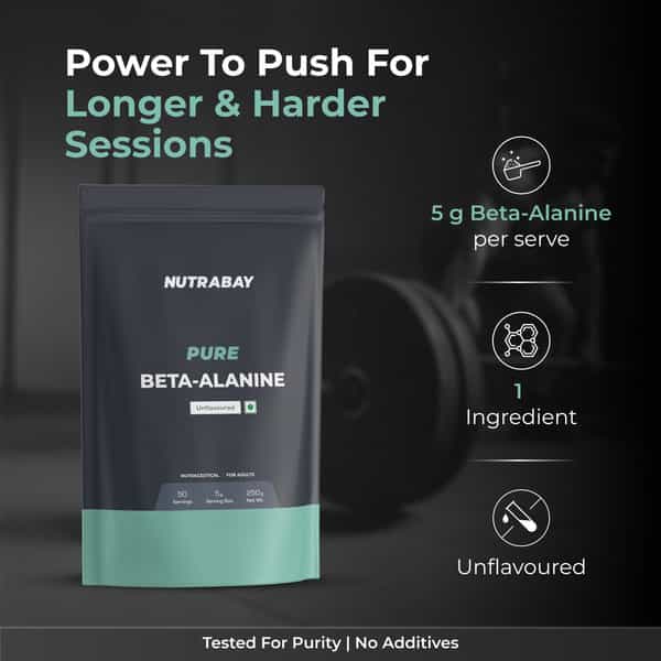 Nutrabay Pure 100% Beta Alanine Powder - 250G Unflavoured 100 Servings